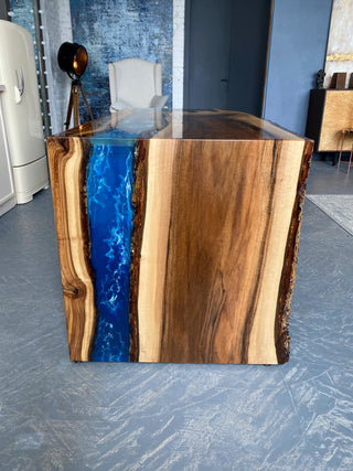 Waterfall Epoxy Wood Dining Table