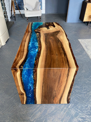 Waterfall Epoxy Wood Dining Table