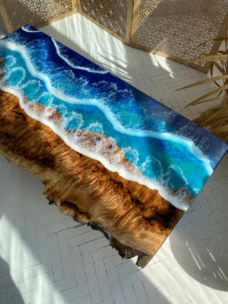 Ocean Wave Epoxy Table with Ocean Wave Design