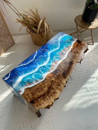Ocean Wave Epoxy Table with Ocean Wave Design