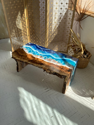 Ocean Wave Epoxy Table with Ocean Wave Design