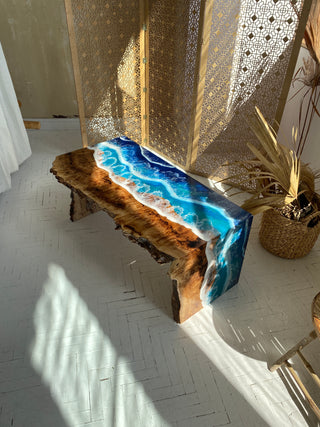 Ocean Wave Epoxy Table with Ocean Wave Design