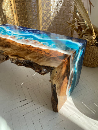 Ocean Wave Epoxy Table with Ocean Wave Design
