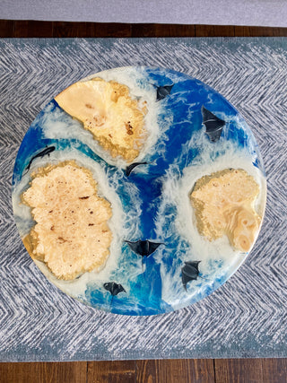 Runder Epoxidharztisch aus Holz