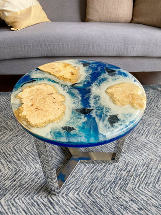 Runder Epoxidharztisch aus Holz