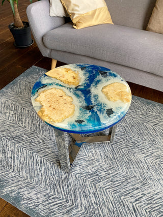 Runder Epoxidharztisch aus Holz
