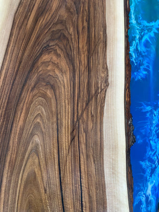 Custom blue epoxy dining table