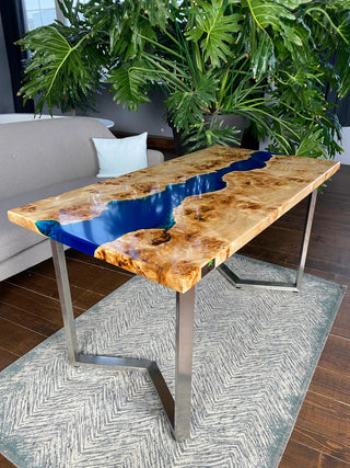 Rectangular Epoxy River Dining Table