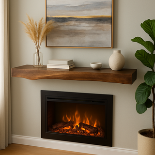 Solid wood fireplace mantle shelf