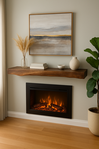 Solid wood fireplace mantle shelf