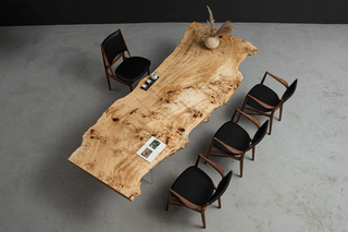 Burl Polar Wood Live edges dining Table