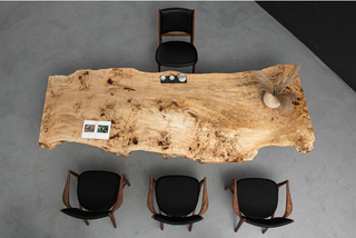 Burl Polar Wood Live edges dining Table