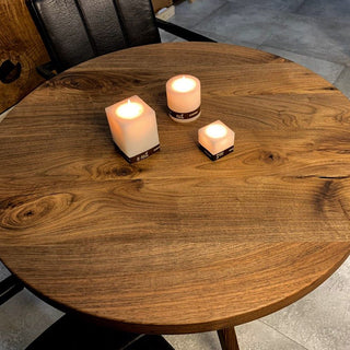 Round american black walnut coffee table