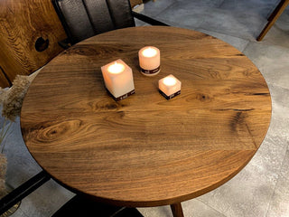 Round american black walnut coffee table