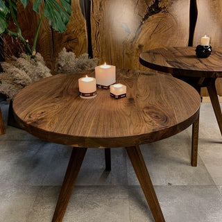 Round american black walnut coffee table