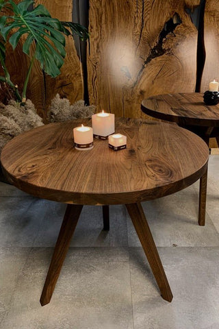 Round american black walnut coffee table