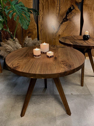 Round american black walnut coffee table