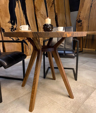 Round american black walnut coffee table