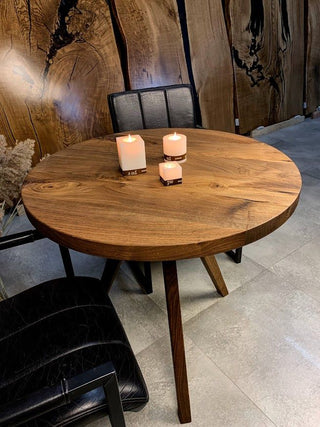 Round american black walnut coffee table