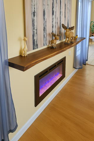 Solid wood fireplace mantle shelf