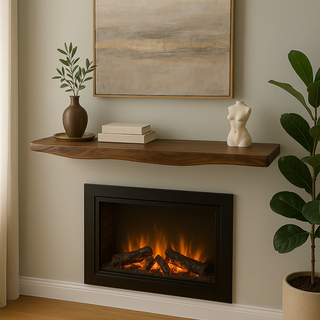 Solid walnut wood mantle shelf