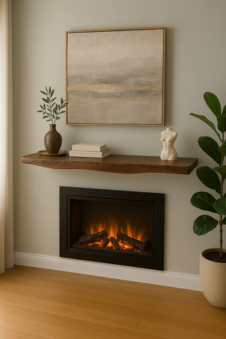 Solid wood fireplace mantle shelf