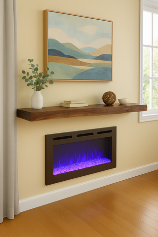 Solid walnut wood mantle shelf