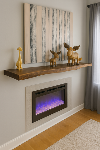 Solid wood fireplace mantle shelf