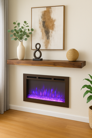Solid wood fireplace mantle shelf