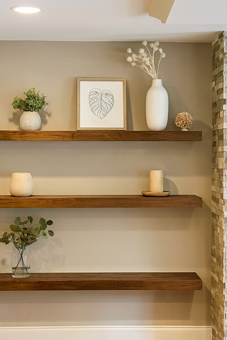 Solid wood fireplace mantle shelf