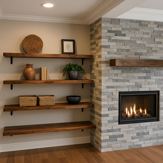 Solid walnut wood mantle shelf