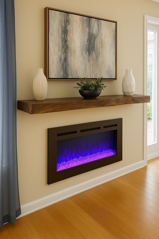 Solid walnut wood mantle shelf