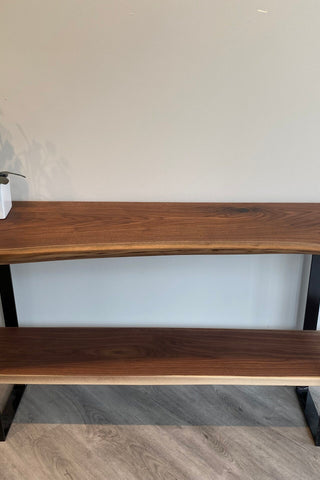 Live edge Walnut Console Table with shelf