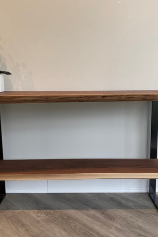 Live edge Walnut Console Table with shelf