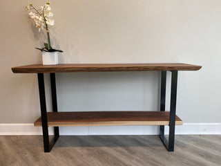 Live edge Walnut Console Table with shelf