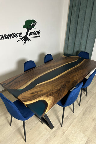 Walnut Wood River Dining Table for 8