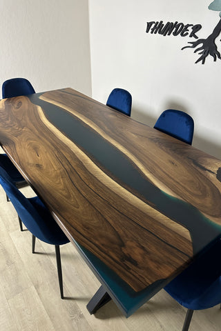 Walnut Wood River Dining Table for 8