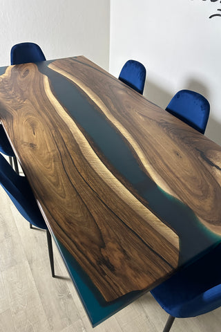 Walnut Wood River Dining Table for 8