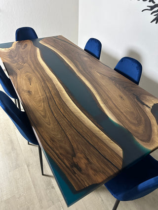 Walnut Wood River Dining Table for 8