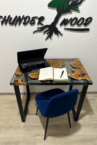 Clear Epoxy River Computer Desk