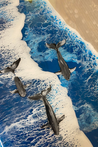Surfboard Coffee Table with Glow Epoxy