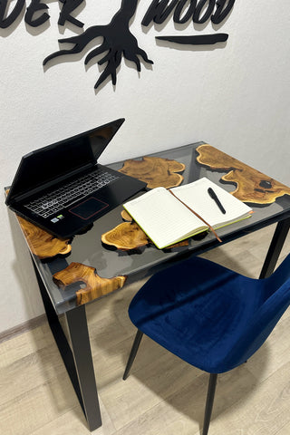 Clear Epoxy River Computer Desk