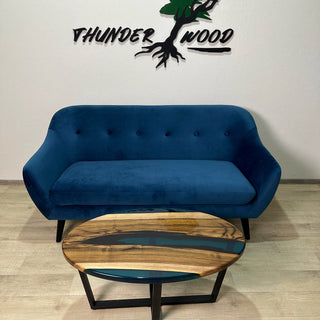 Clear Blue Epoxy River Coffee Table