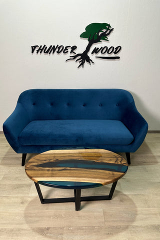 Clear Blue Epoxy River Coffee Table