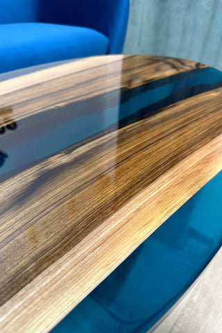 Clear Blue Epoxy River Coffee Table