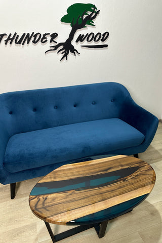 Clear Blue Epoxy River Coffee Table