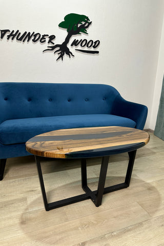 Clear Blue Epoxy River Coffee Table
