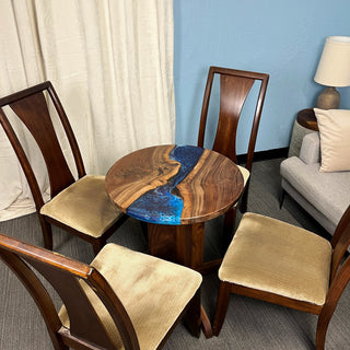 Black walnut Round Dining Epoxy River Dining Table