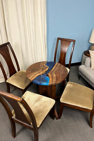 Black walnut Round Dining Epoxy River Dining Table