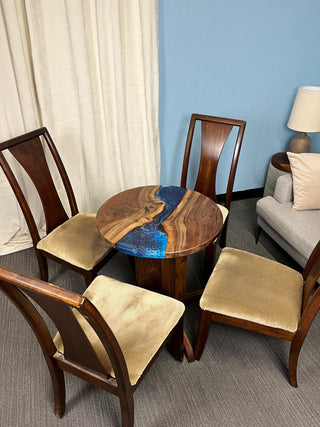 Black walnut Round Dining Epoxy River Dining Table